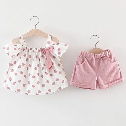 Hipea Toddler Baby Girls Summer Clothes Outfits Ruffle Camisole Spot Dot Tops