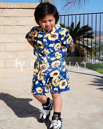 fioukiay Toddler Baby Boy Summer Outfits Little Kids Hawaiian Clothes Short Sets
