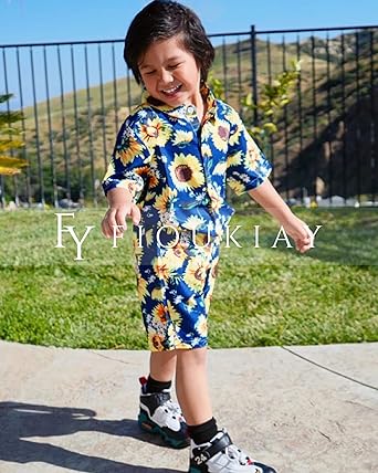 fioukiay Toddler Baby Boy Summer Outfits Little Kids Hawaiian Clothes Short Sets
