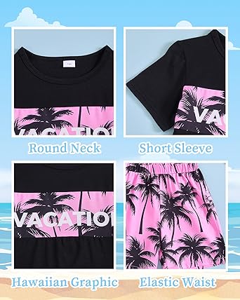 Boy Clothes Kids Boy's Summer Outfits Shorts Sleeve Crewneck T Shirt Tops Tees Shorts Sets