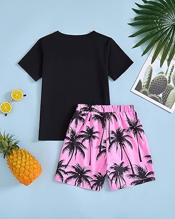 Boy Clothes Kids Boy's Summer Outfits Shorts Sleeve Crewneck T Shirt Tops Tees Shorts Sets