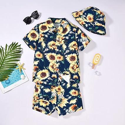 fioukiay Toddler Baby Boy Summer Outfits Little Kids Hawaiian Clothes Short Sets