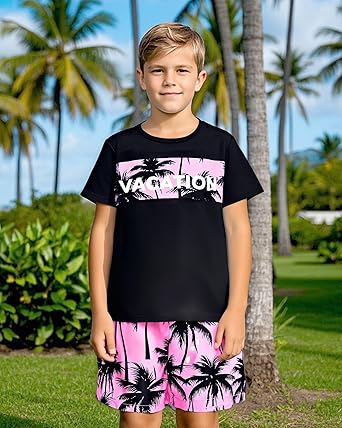 Boy Clothes Kids Boy's Summer Outfits Shorts Sleeve Crewneck T Shirt Tops Tees Shorts Sets