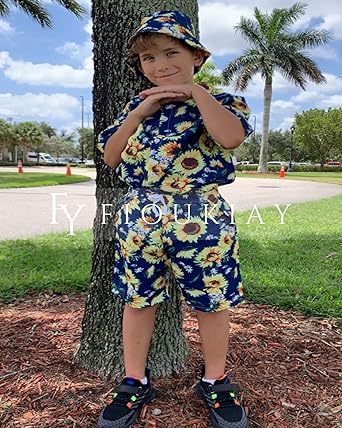 fioukiay Toddler Baby Boy Summer Outfits Little Kids Hawaiian Clothes Short Sets